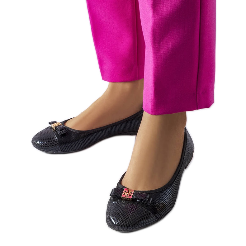 Eleganti ballerine nere con fiocco di Lastra nero