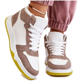 Scarpe Sportive, Sneakers Alte da Donna, Bianco e Beige