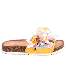 Pantofole in sughero con fiori Circus Yellow giallo