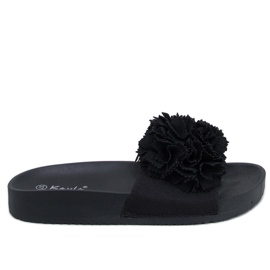 BM Pantofole da donna con fiori Traille Black nero