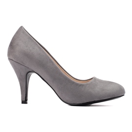 Décolleté Shelovet in camoscio classico grigio con tacco alto