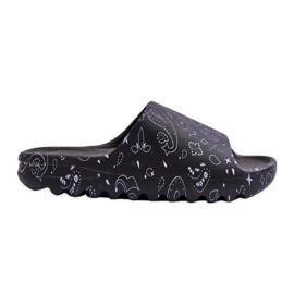 Pantofole da donna alla moda su una massiccia piattaforma nera Lorette nero