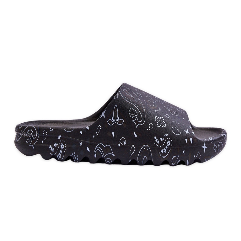 Pantofole da donna alla moda su una massiccia piattaforma nera Lorette nero