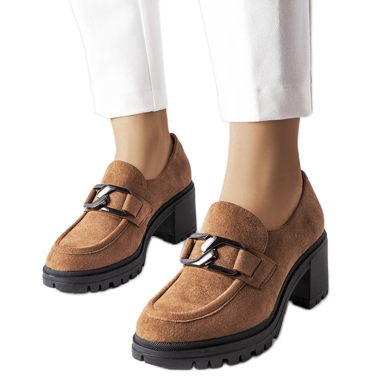 Scarpe marroni con soletta in pelle di Vinceza marrone