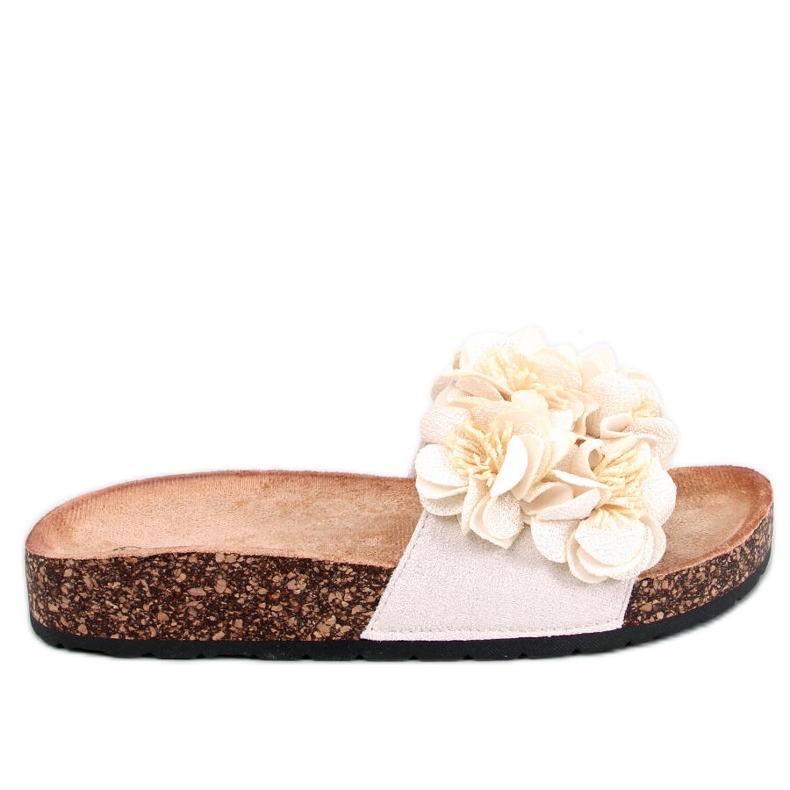BM Pantofole in sughero con fiori Brice Beige