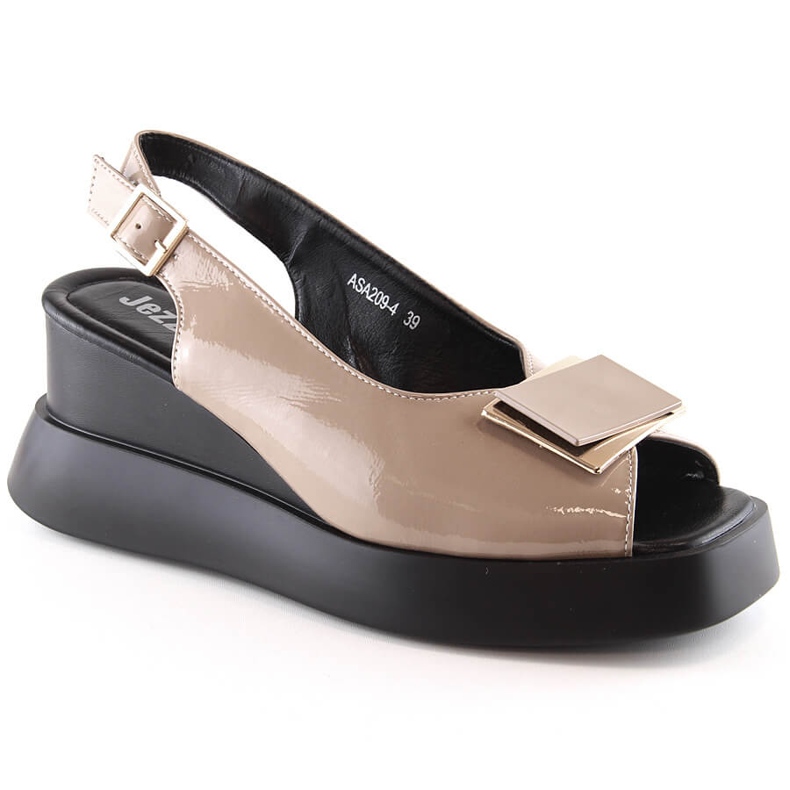 Sandali con zeppa da donna laccati Jezzi SA209-4 beige