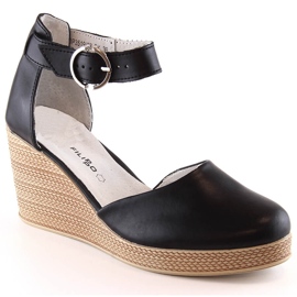 Sandali con zeppa da donna in pelle nera Filippo DS3519 nero