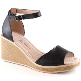 Sandali con zeppa da donna comodi in pelle neri Filippo DS4507 nero