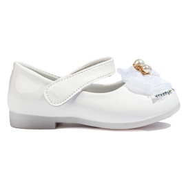 Ballerine da bambina con fiocco Vinceza bianco bianca