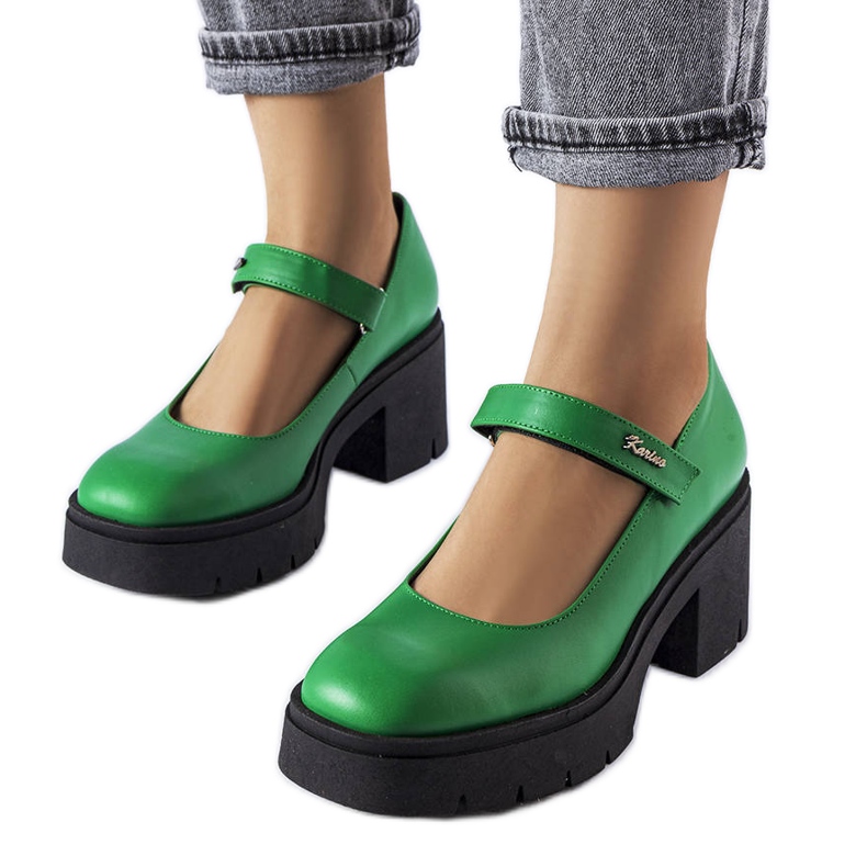 BM Décolleté in pelle verde di Karino