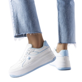Sneakers bianche e blu sulla piattaforma Lepage bianca