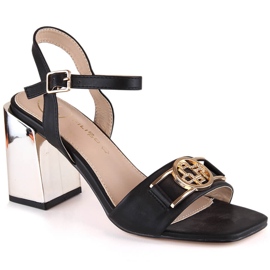Sandali da donna con tacco a specchio nero Filippo Ds 4502