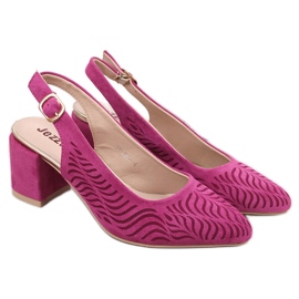 Sandali con tacco da donna in camoscio fucsia Jezzi RMR2263-4 rosa