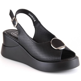 Sandali con zeppa da donna in pelle nera Filippo DS4406 nero