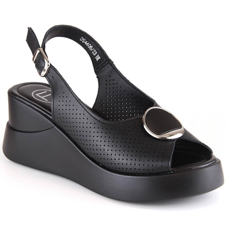 Sandali con zeppa da donna in pelle nera Filippo DS4406 nero