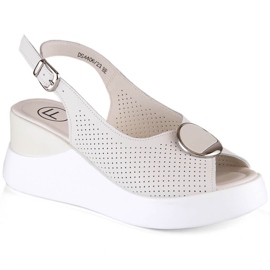 Sandali con zeppa da donna in pelle beige Filippo DS4406