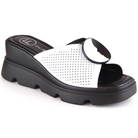 Ciabatte donna con zeppa in pelle bianca Filippo DS4608 bianco