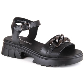 Sandali da donna in pelle nera con catena Filippo DS4614 nero