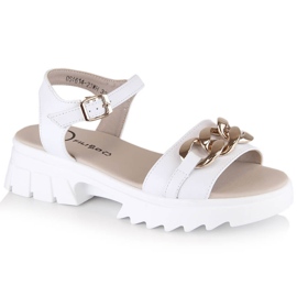 Sandali da donna in pelle con catena bianca Filippo DS4614
