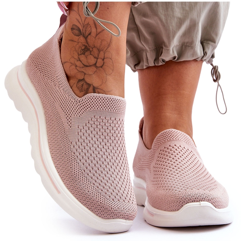 Sneakers da donna in tessuto rosa Slip-On Adiora