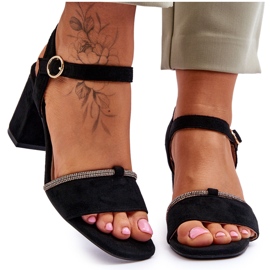 Sandali con tacco basso in camoscio da donna neri Loredo nero