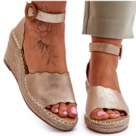 Sandali Con Zeppa In Pelle Scarpa Comfort Golden Verola d'oro