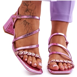 Sandali da donna in pelle di serpente viola Amorio
