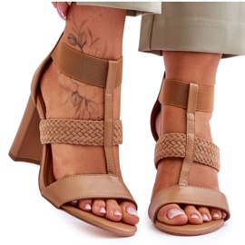 Sandali in pelle con tacco alto Marren color cammello marrone
