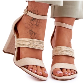 Sandali In Pelle Scamosciata Con Tacco Intrecciato Beige Roselia