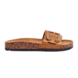 Pantofole da donna con plateau Festil in camoscio color cammello marrone