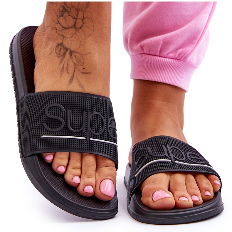 Pantofole Leggere Da Donna Con Scritta Merry Nera nero