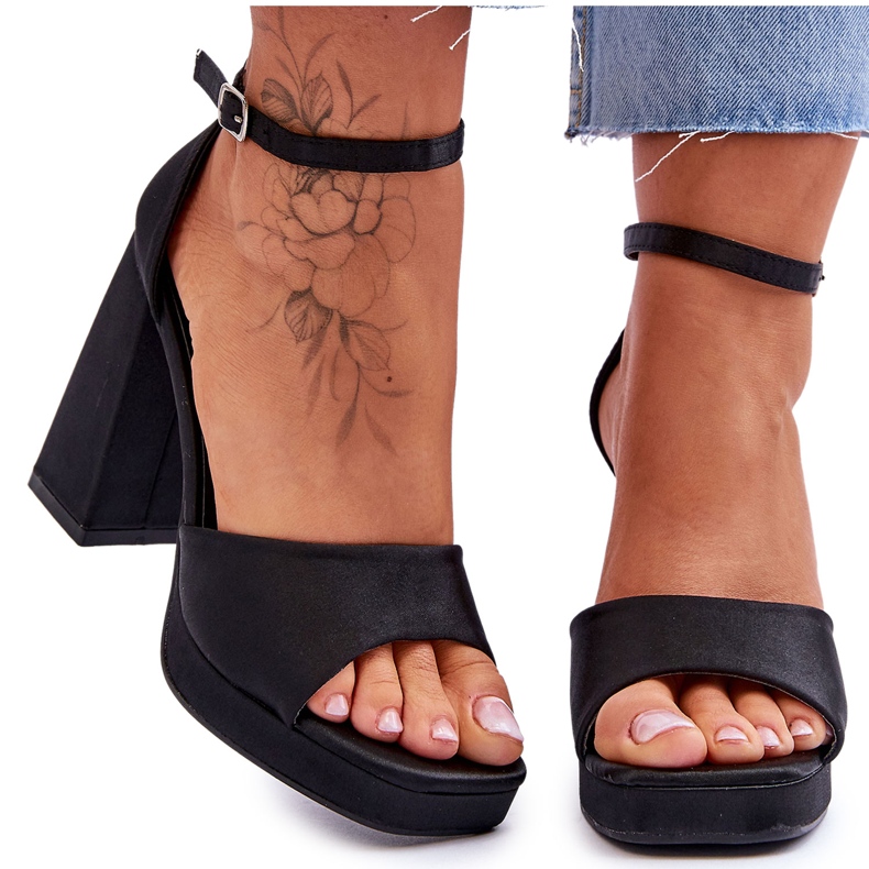 Sandali di raso su tacchi massicci Black Eternity nero