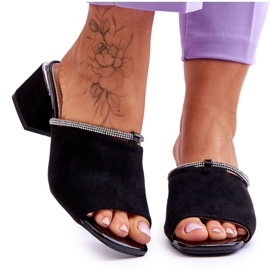 Pantofole con tacco alto in pelle scamosciata S.Barski KV-612-2 nere nero