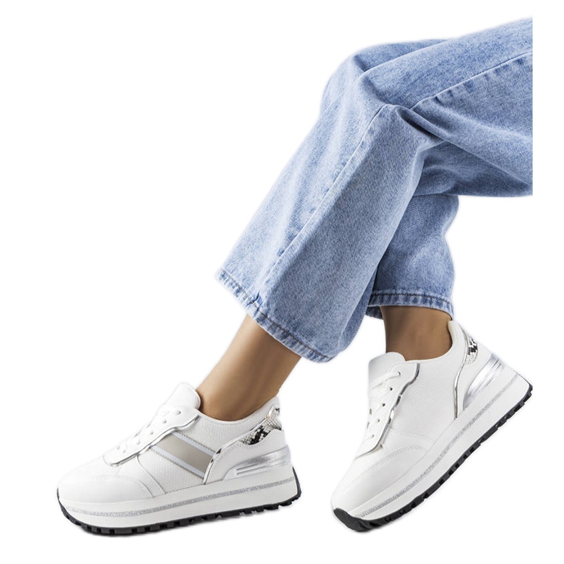Sneakers bianche con inserti glitter di Lang bianca