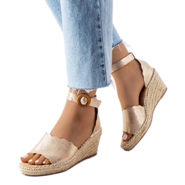 Evento Espadrillas con zeppa oro turchese d'oro
