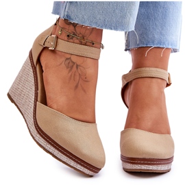 Sandali Con Zeppa Classici Da Donna Beige Scuro Malani