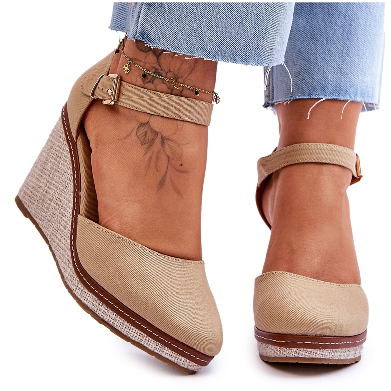 Sandali Con Zeppa Classici Da Donna Beige Scuro Malani