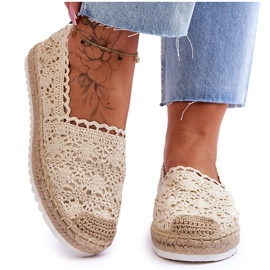Espadrillas Slip On in pizzo Beige Blanco