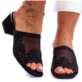 Ciabatte Con Tacco Con Rete S.Barski KV-612-1 Nere nero