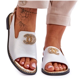 Sandali Donna Con Decorazione S.Barski KV-2775-49 Argento