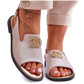 Sandali Donna Con Decorazione S.Barski KV-2775-49 Rosa-Oro