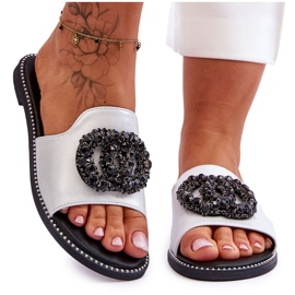 Pantofole Basse Da Donna Con Ornamenti S.Barski KV-520-3 Argento d'argento