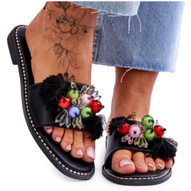 Pantofole S.Barski Con Perline Decorative KV-2775-47 Nero