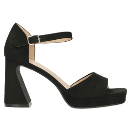 Sandali in pelle scamosciata femminile sul inserto in pelle nera filippo DS4489/23 nero