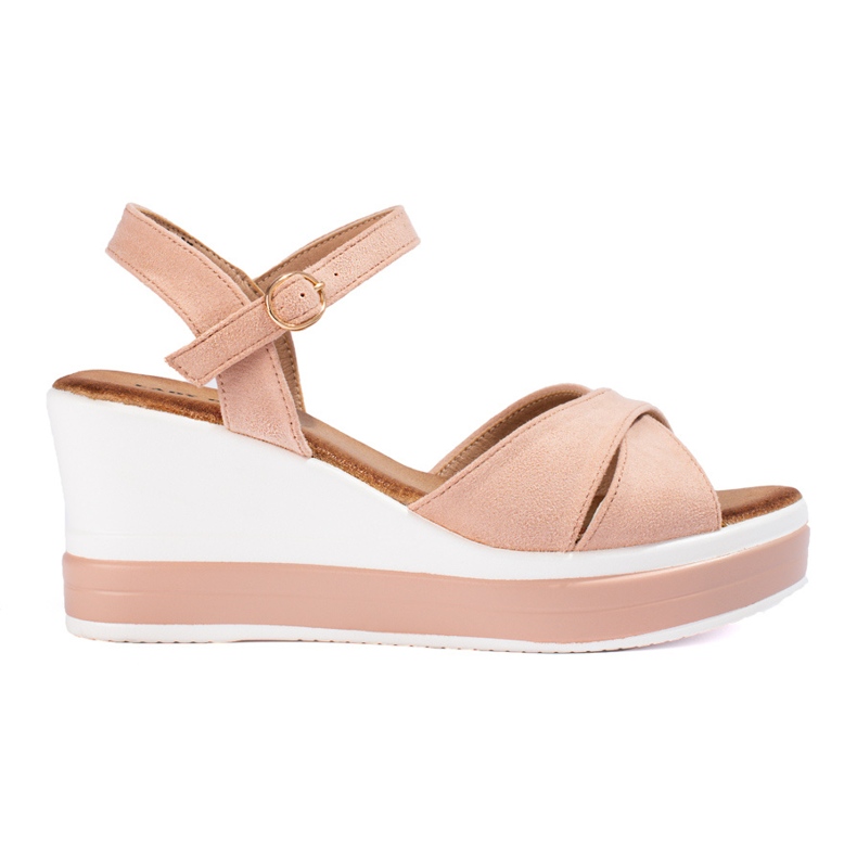 Sandali con zeppa da donna in camoscio rosa Shelovet