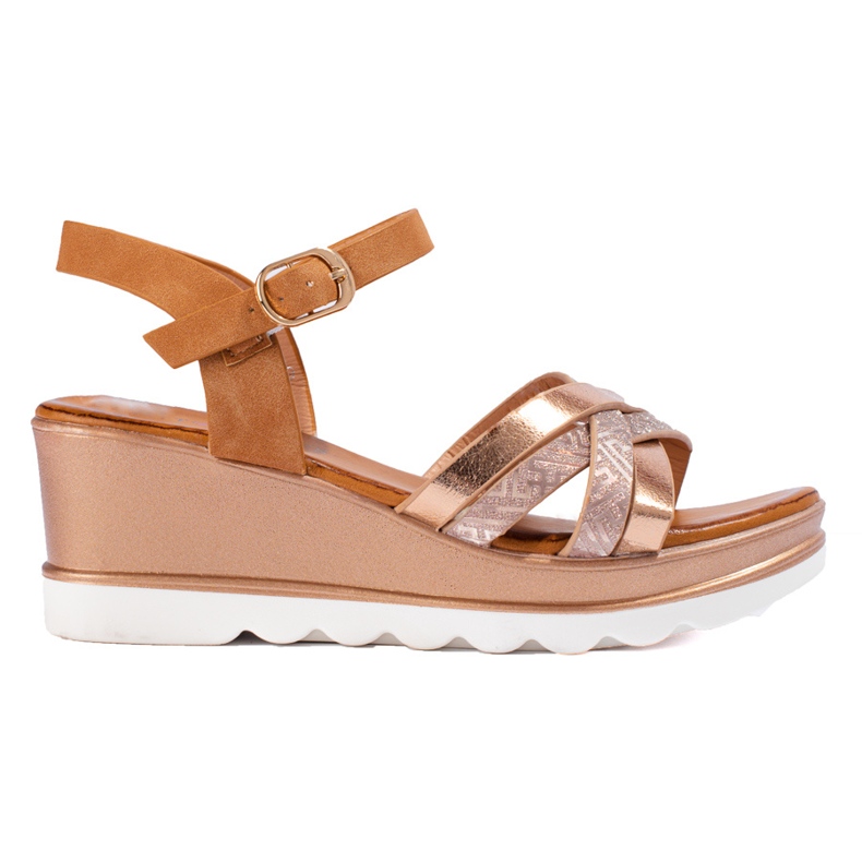 Sandali da donna con zeppa oro Shelovet beige