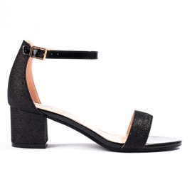 Sandalo donna Shelovet nero con tacco basso