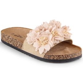 Sandali bassi da donna con fiori beige eVento 5969