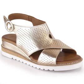 Sandali con zeppa in pelle da donna oro metallizzato Artiker 52C0831 d'oro