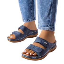Sandali con zeppa bassi di colore blu di Fréchette